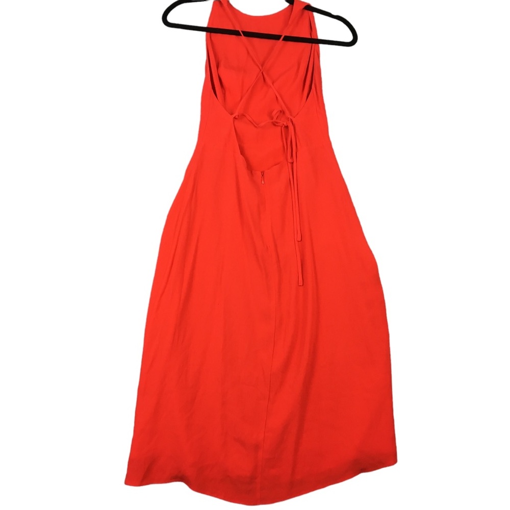 Aritzia Wilfred Dress 4 Cocktail A Line Boat Neck Strappy Open Plunge Back Red - Picture 2 of 15